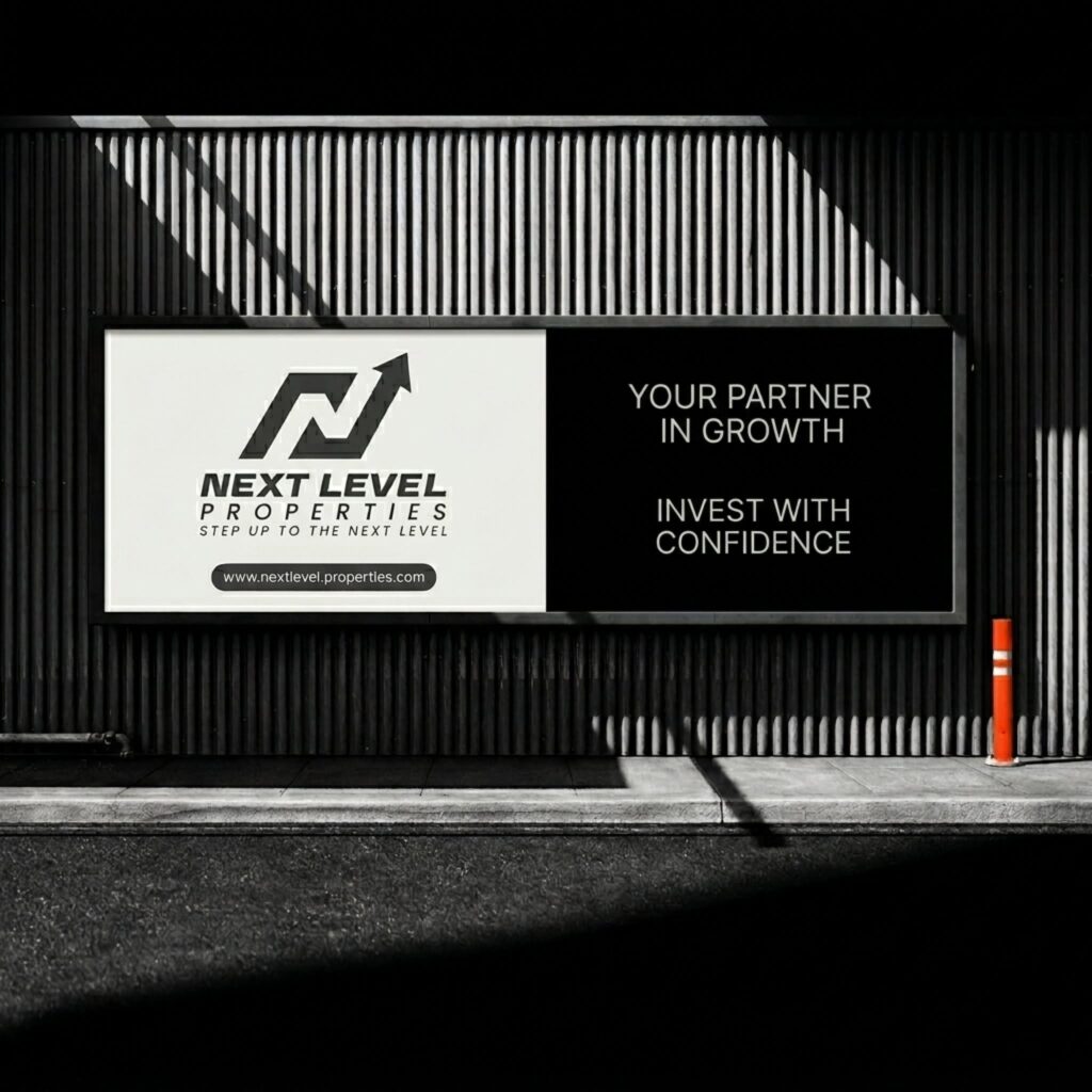 Outdoor business signage showcasing complete brand identity.